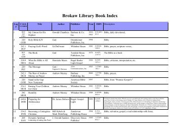 Brokaw Library Book Index - Homeschool-Life.com