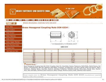 Brass Hexagonal Coupling Nuts DIN 6334 : - brass fasteners and ...