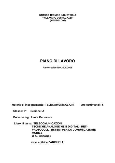 PIANO DI LAVORO TELECOMUNICAZIONI V A.pdf - Antoniosantoro ...