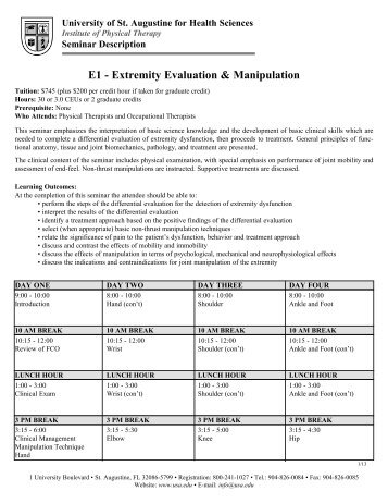 E1 seminar description 1-13.indd - University of St. Augustine for ...