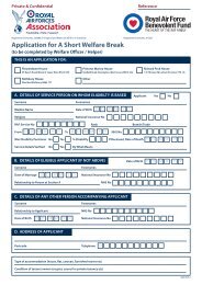 Application for A Short Welfare Break - RAF Benevolent Fund