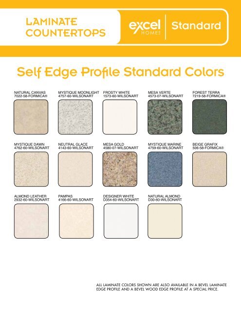 Self Edge Profile Standard Colors - Excel Homes