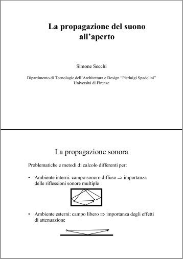 La propagazione del suono all'aperto - Dipartimento di Tecnologie ...