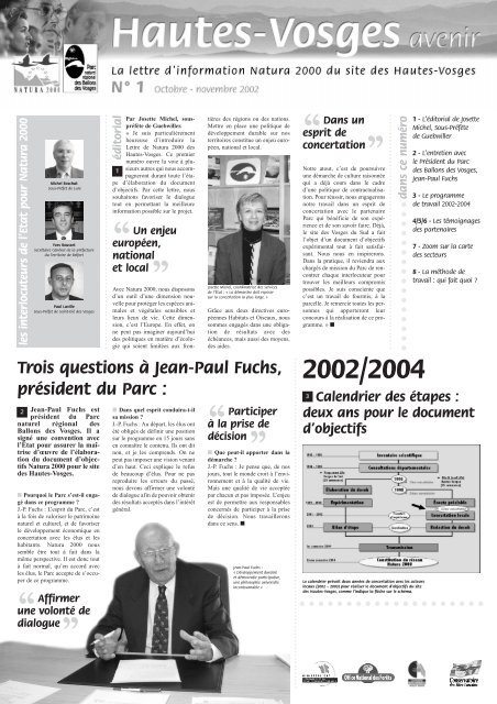 Trois questions Ã  Jean-Paul Fuchs, prÃ©sident du Parc : 2002/2004 ...