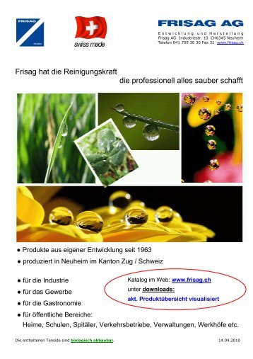 Frisag hat die Reinigungskraft die professionell alles ... - Frisag AG