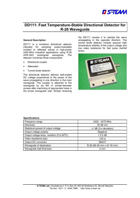 Directional Detector DD111 Datasheet - S-TEAM Lab