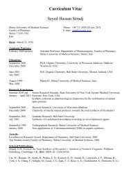 Curriculum Vitae - Shiraz Pharmacy School