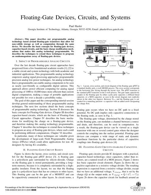 Floating-Gate Devices, Circuits, and Systems - The Designer's ...