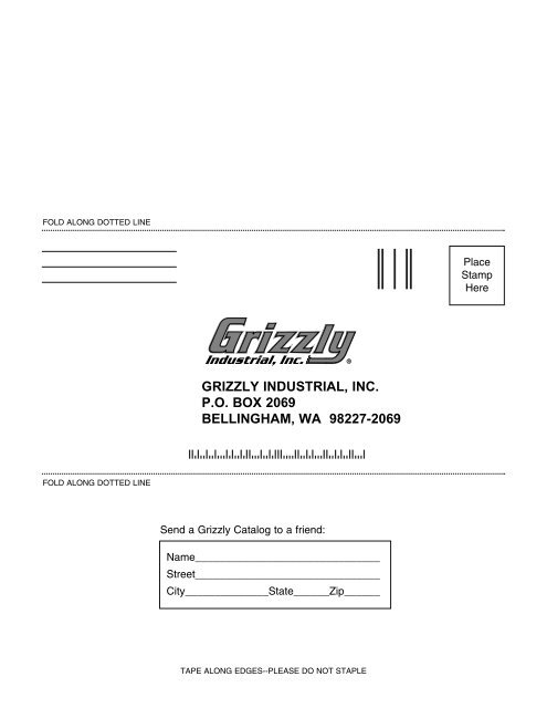 G1013 Manual - Grizzly Industrial Inc.