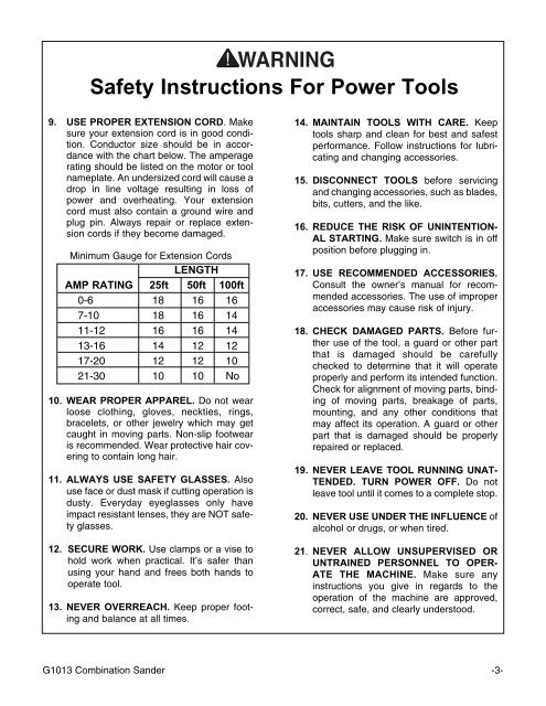 G1013 Manual - Grizzly Industrial Inc.