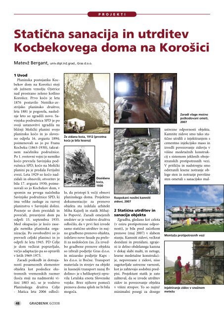 Statična sanacija in utrditev Kocbekovega doma na Korošici - ZRMK