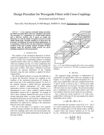 Design Procedure for Waveguide Filters with Cross-Couplings