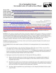 Irrevocable Letter of Credit (With Instructions) - City of Springfield