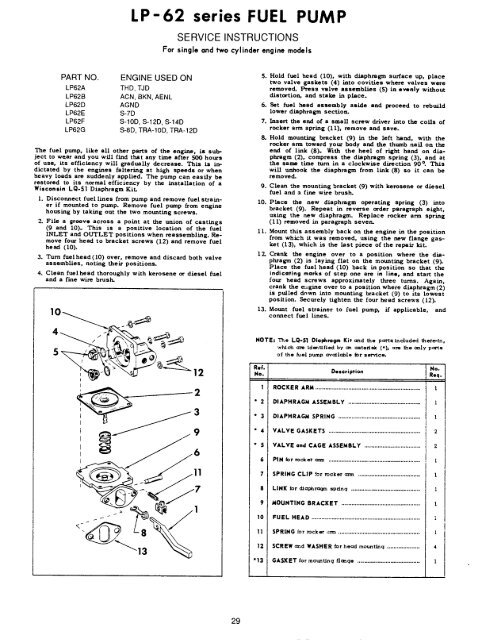 W2-880 Tjd, Thd, Th - Repair - Wisconsin Motors