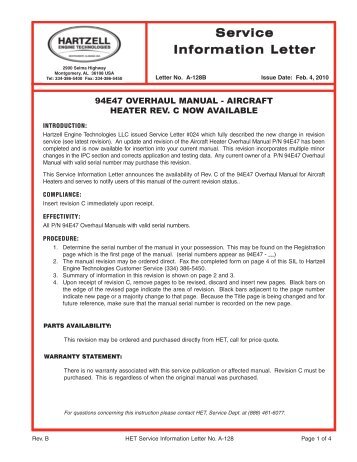 Service Information Letter - Hartzell Engine Technologies