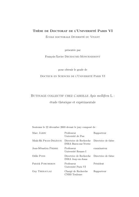 Thèse de Doctorat de l'Université Paris VI - FX Dechaume ...