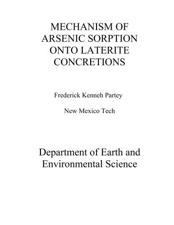 mechanism of arsenic sorption onto laterite concretions - Earth and ...