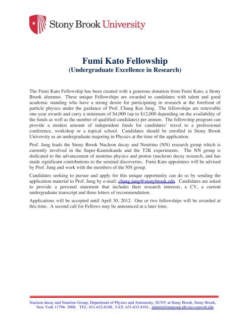 Fumi Kato Fellowship - Stony Brook NN Group