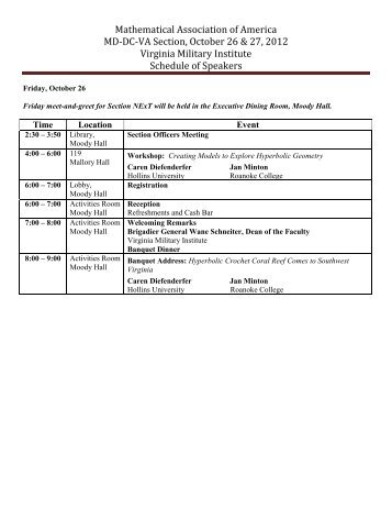 Schedule - MAA Sections - Mathematical Association of America