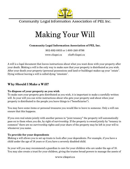 Making Your Will - Community Legal Information Association