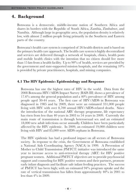 BOTSWANA TB/HIV POLICY GUIDELINES - TB Online