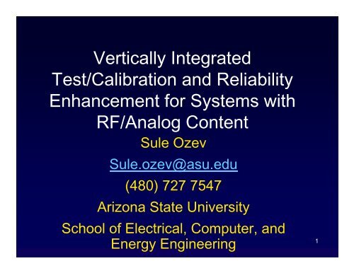 Vertically Integrated Test/Calibration and Reliability Enhancement ...