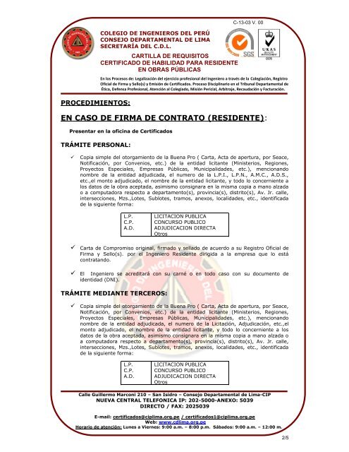 CARTILLA DE REQUISITOS CERTIFICADO DE HABILIDAD PARA ...