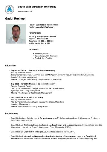 Profile: Gadaf Rexhepi - South East European University