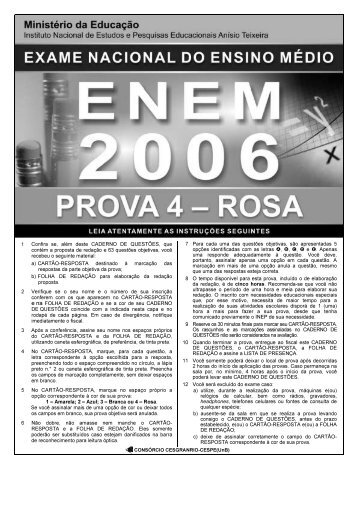 prova do enem 2006(rosa) - InfoEscola