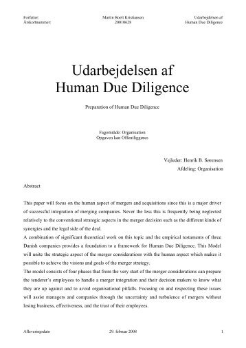 Udarbejdelsen af Human Due Diligence