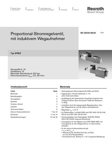 Proportional-Stromregelventil, mit induktivem ... - Bosch Rexroth
