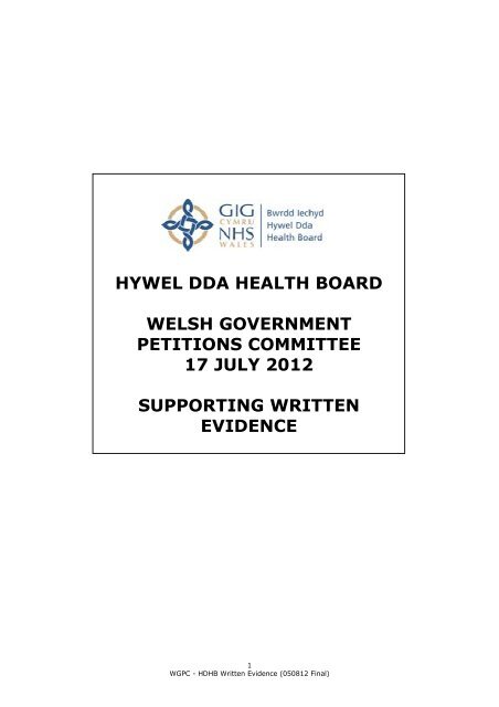 Written Evidence from Hywel Dda Health Board , item 4. PDF 121 KB