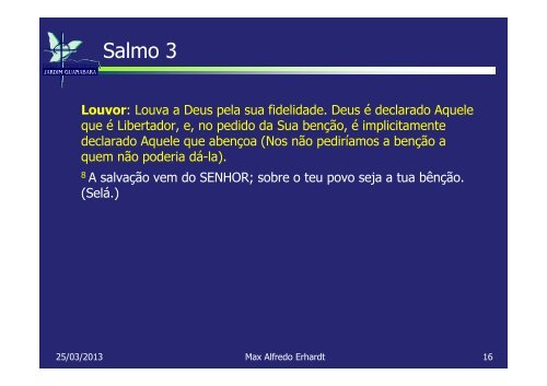 aula sobre o SALMO 3 com Max Erhardt