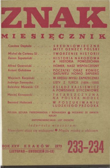 Nr 233-334, listopad-grudzieÅ 1973 - Znak