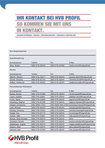 ihr kontakt bei hvb profil so kommen sie mit uns ... - HVB Profil GmbH