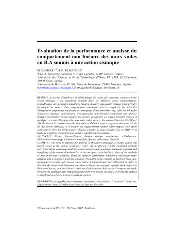 Evaluation de la performance et analyse du ... - IUT Bordeaux 1...