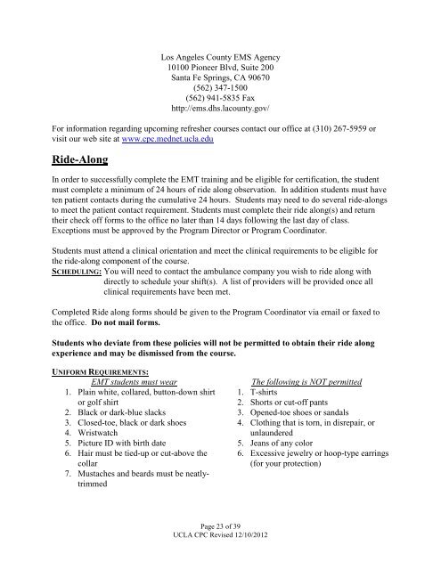 EMT Policies (pdf) - UCLA Center for Prehospital Care