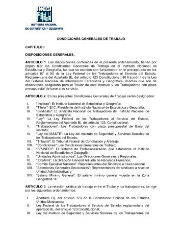 CONDICIONES GENERALES DE TRABAJO CAPITULO I ... - Inegi