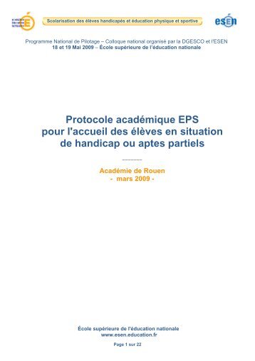 Protocole acadÃ©mique EPS pour l'accueil des Ã©lÃ¨ves en situation de ...