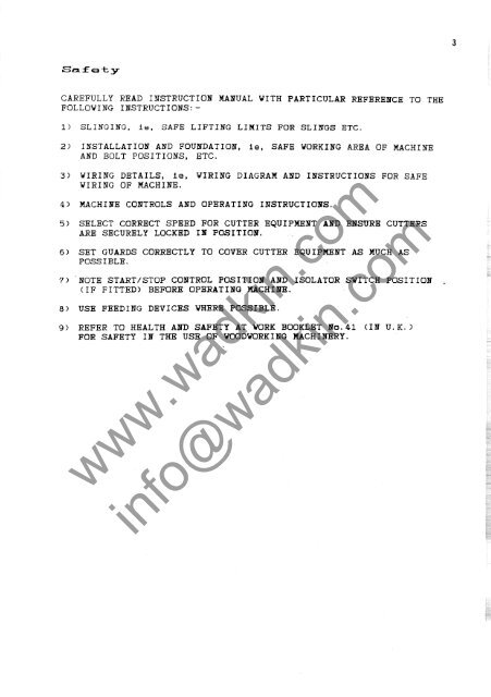 Wadkin JET Tenoner Manual and Parts List