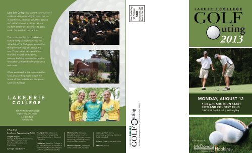 2013 04 25 Golf Outing Brochure - Lake Erie College