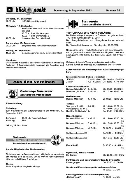 Senioren in Friesenheim - Gemeinde Friesenheim