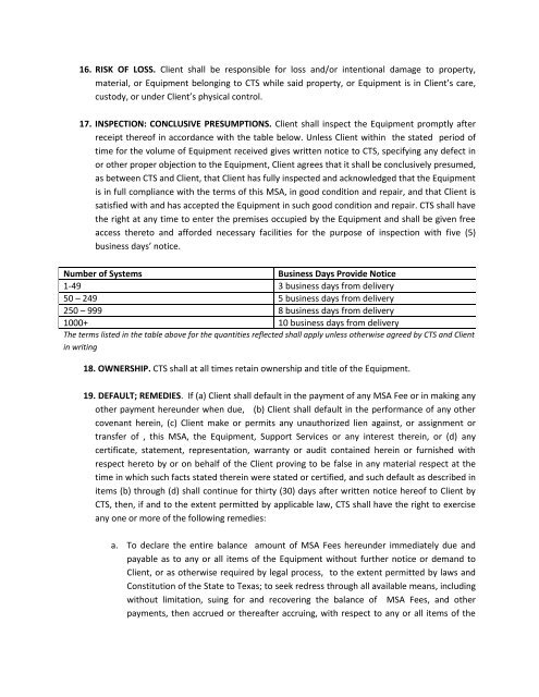 Appendix E Managed Services Agreement