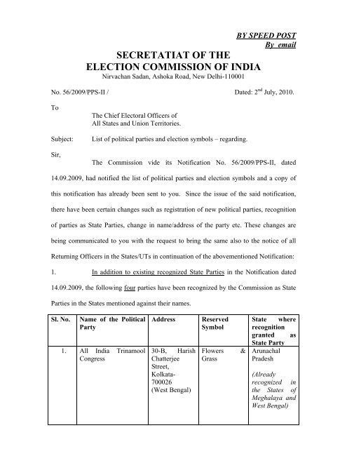 Political Party And Election Symbol - Election Commission of India