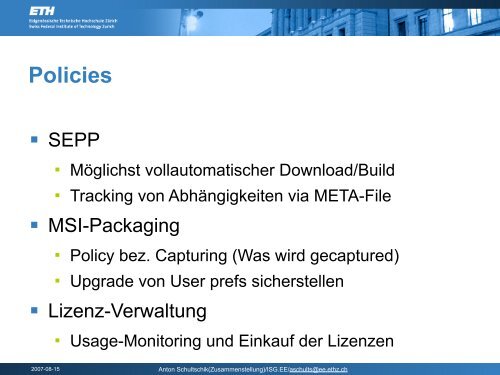 ITEK Fokus-Sitzung - ITEK - ETH ZÃ¼rich