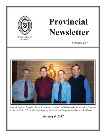Provincial Newsletter - Congregation of the Resurrection, Priests ...