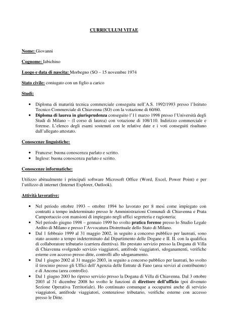 Curriculum vitae - Università degli studi di Pavia