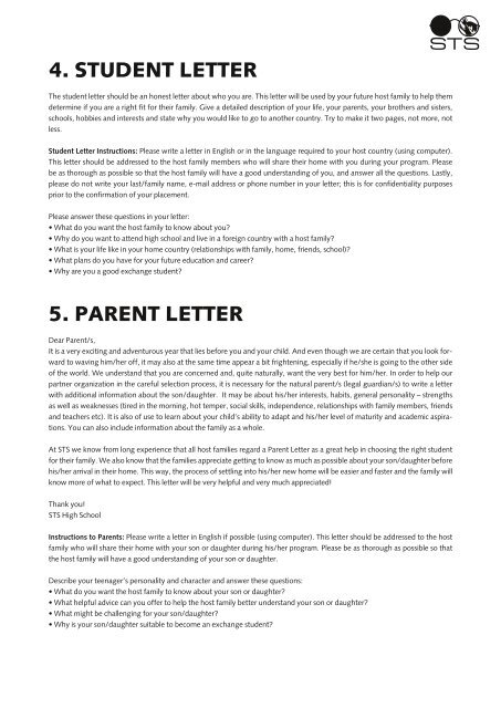 4. STUDENT LETTER 5. PARENT LETTER