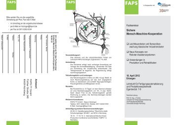 Sichere Mensch-Maschine-Kooperation, Erlangen - FAPS-TT