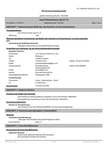 Eg-Sicherheitsdatenblatt - toom Baumarkt